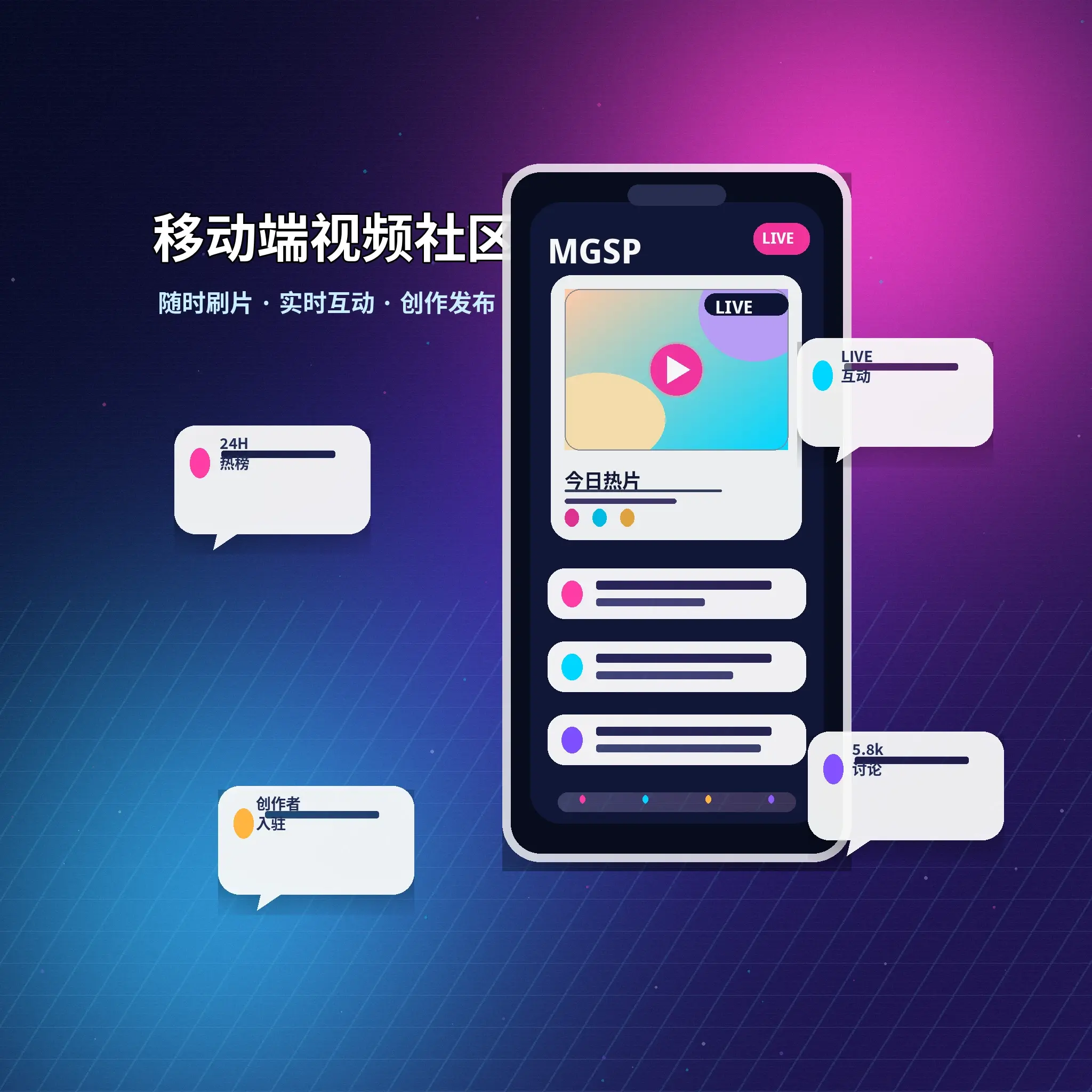 蘑菇视频移动端内容与服务界面